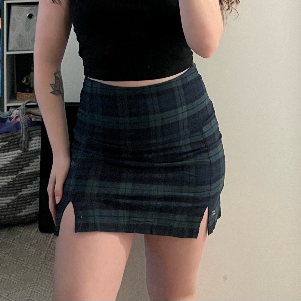 SOLD ‼️PacSun Black and Green Plaid Mini Skirt